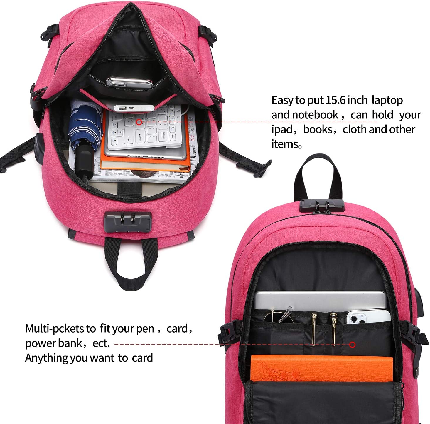 Laptop Backpack,Business Travel Anti Theft Backpack Gift for Men Women with USB Charging Port Lock,Slim Durable Water Resistant College School Bookbag Computer Bag Fits 15.6 Inch Laptop Notebook - Image 4